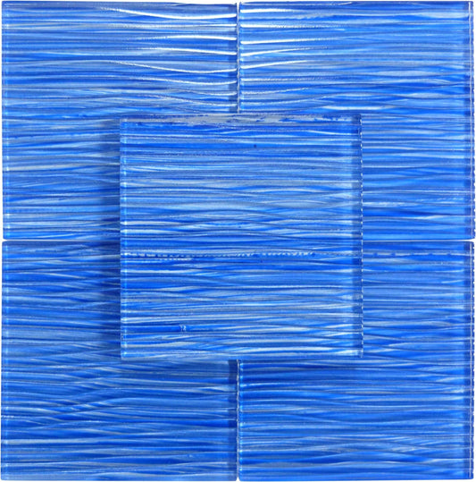 Barbados Electric Blue Wave 6x6 Glossy Glass Pool Tile Universal Glass Designs