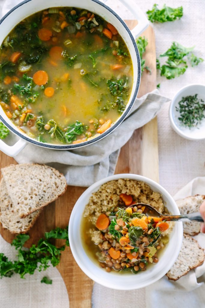 A super easy and hearty vegetarian lentil soup that's made in 30 minutes. This packs so many nutrients and tastes amazing!